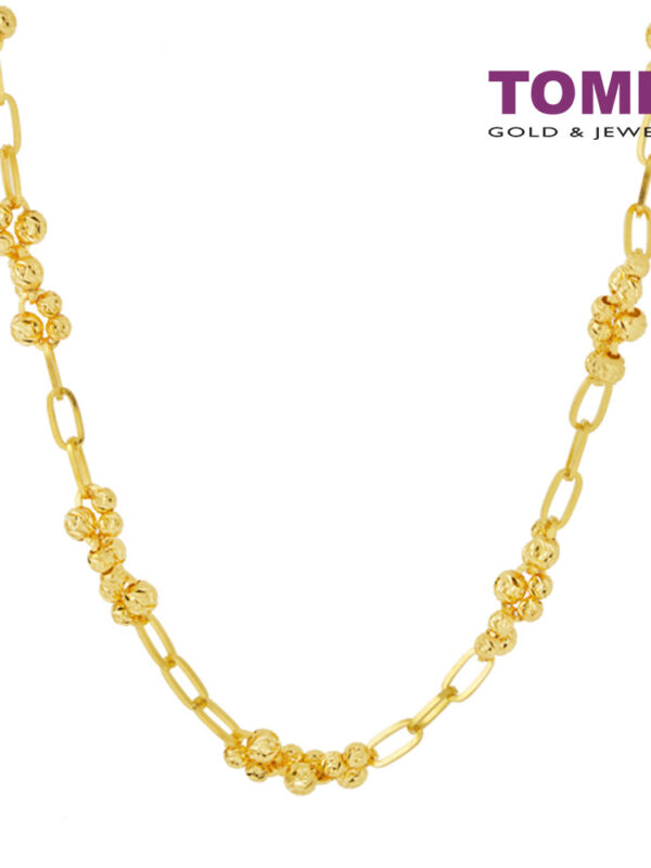 TOMEI Beads and Trace Chain Necklace, Yellow Gold 916