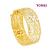 TOMEI Dual-Tone Chunky Flower Bangle, Yellow Gold 916