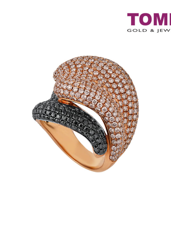 TOMEI Diamonds in Black Ring, Rose Gold 750 (R2378)