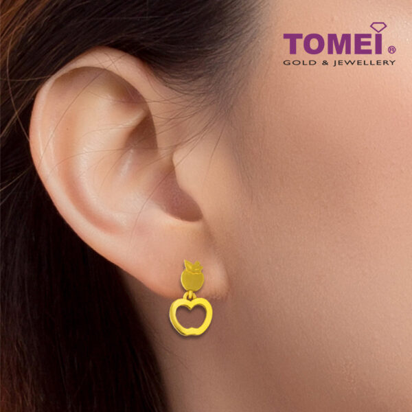 TOMEI Dangling Apple Earrings, Yellow Gold 916