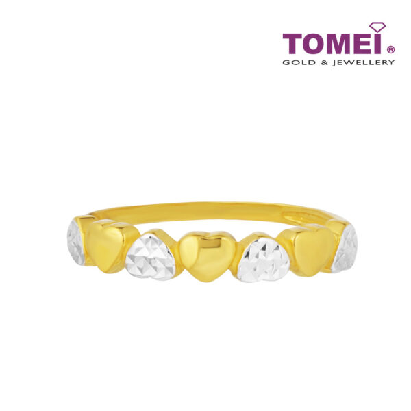 TOMEI Dual-Tone Multi Heart Ring, Yellow Gold 916