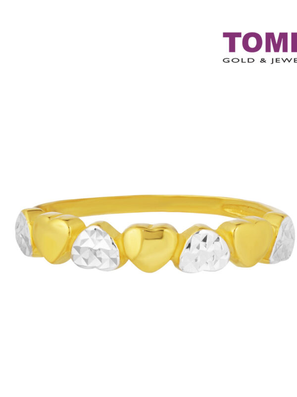 TOMEI Dual-Tone Multi Heart Ring, Yellow Gold 916
