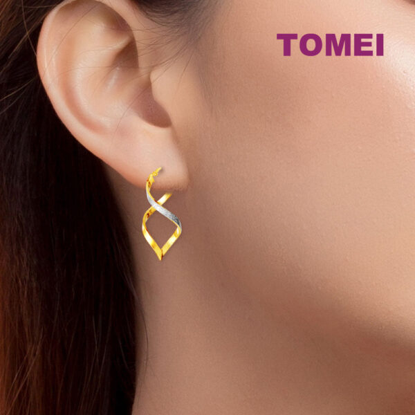 TOMEI Lusso Italia Dual-Tone Wavy Earrings, Yellow Gold 916
