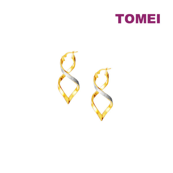 TOMEI Lusso Italia Dual-Tone Wavy Earrings, Yellow Gold 916