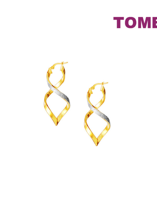TOMEI Lusso Italia Dual-Tone Wavy Earrings, Yellow Gold 916