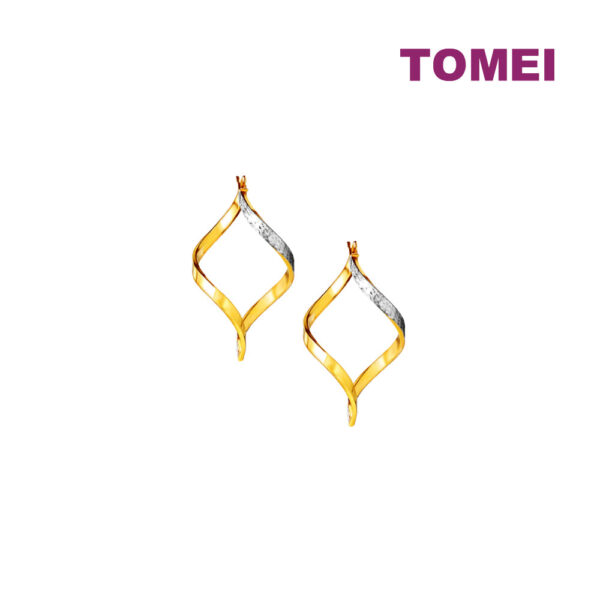 TOMEI Lusso Italia Dual-Tone Wavy Earrings, Yellow Gold 916