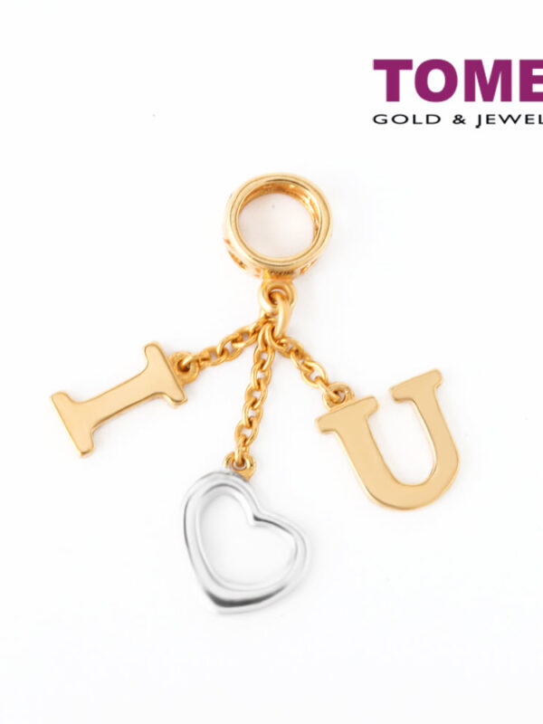 TOMEI "I Love You" Charm - Colors of Memories, Yellow Gold 916