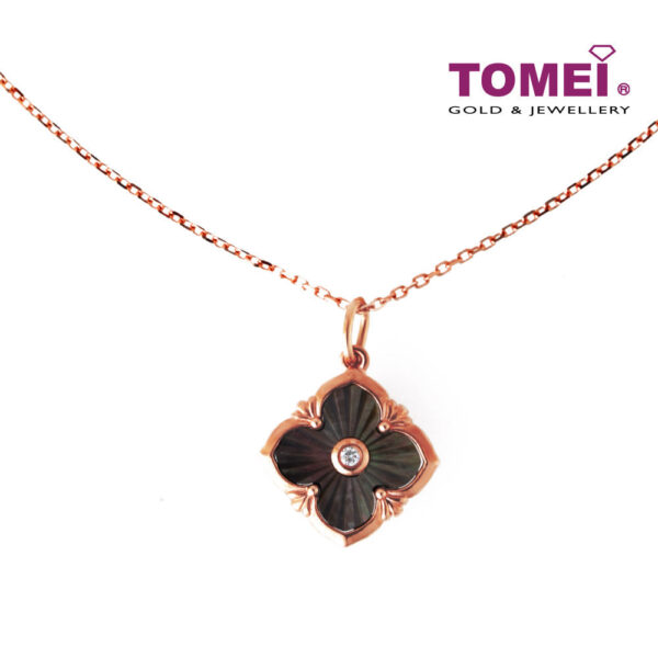 TOMEI Lucky Pattern Clover Pendant Set, Rose Gold 750 (GDIDDZ04070B/W)