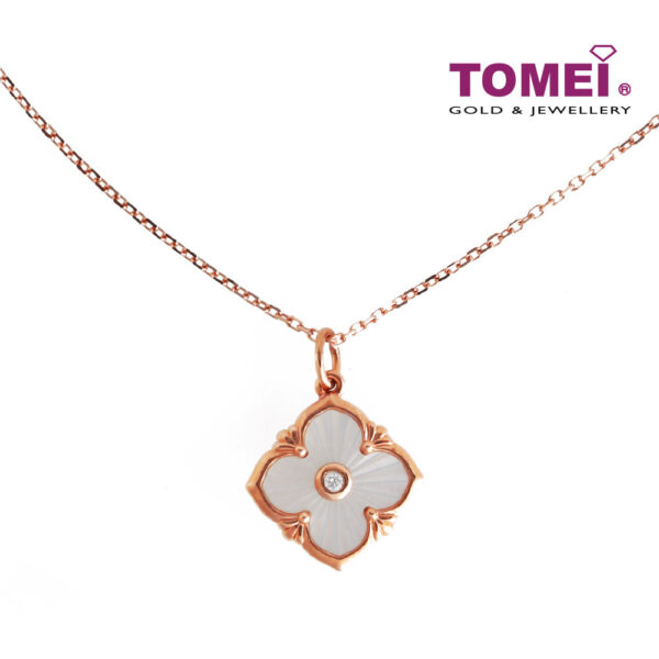 TOMEI Lucky Pattern Clover Pendant Set, Rose Gold 750 (GDIDDZ04070B/W)