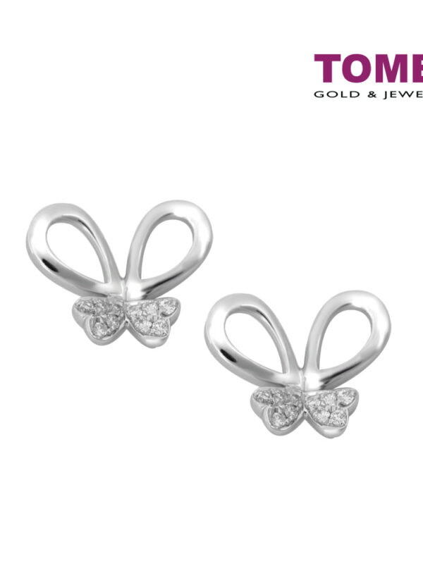 TOMEI Butterfly Earrings, Diamond White Gold 585