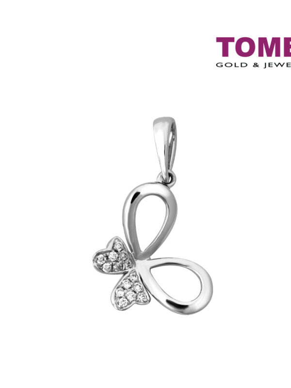 TOMEI Butterfly Pendant Set, Diamond White Gold 585 (P5081)
