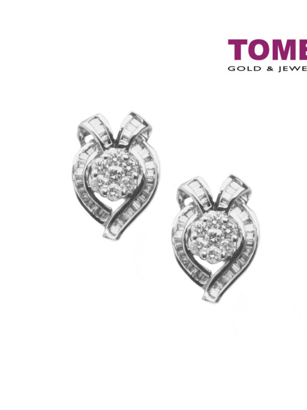 TOMEI Frontispiece of Hearts with Pizzazz Earrings, Diamond White Gold 750 (SB-CE0046)