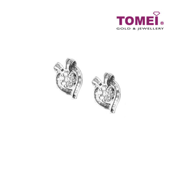 TOMEI Frontispiece of Hearts with Pizzazz Earrings, Diamond White Gold 750 (SB-CE0046)