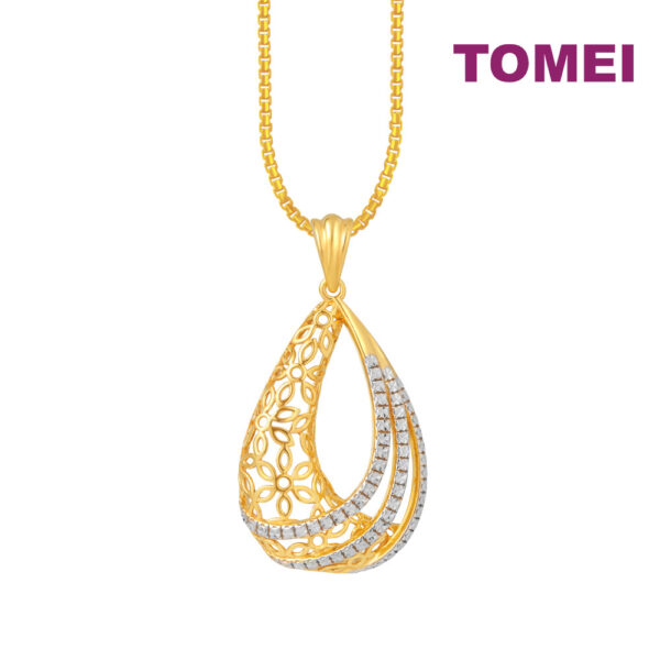 TOMEI Diamond Cut Collection Puteri Blooming Pendant, Yellow Gold 916