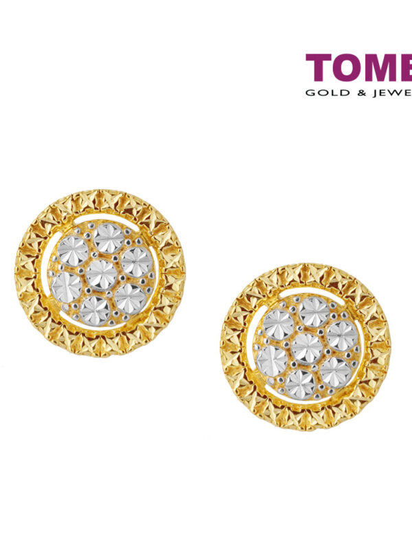 TOMEI Diamond Cut Collection Round earrings, Yellow Gold 916 (9Q-YG1261E-2C)