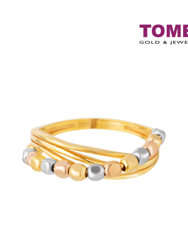 TOMEI Italy Trio Tone Ring, Yellow Gold 916