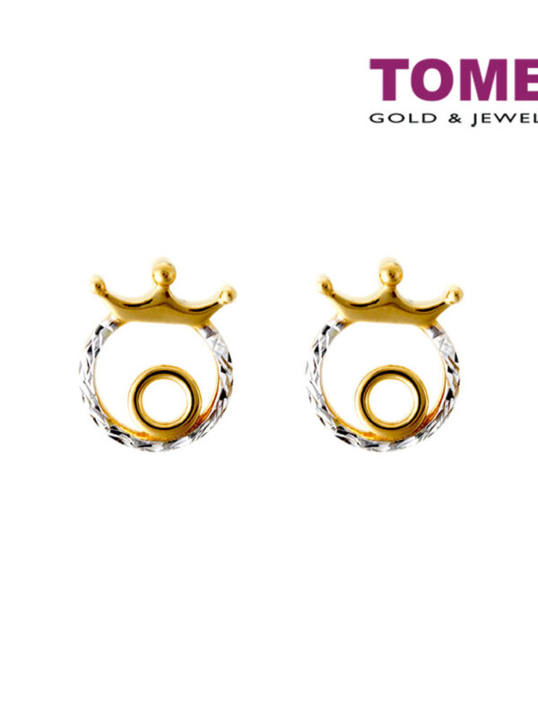 TOMEI Crown Round Earrings, Yellow Gold 916
