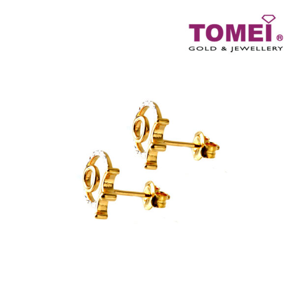 TOMEI Crown Round Earrings, Yellow Gold 916