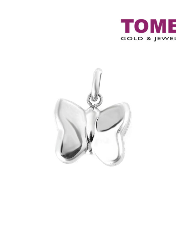 TOMEI Elfin-esque Butterfly Pendant, White Gold 750