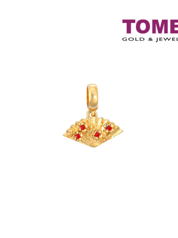 TOMEI Folding Fan Charm, Yellow Gold 916