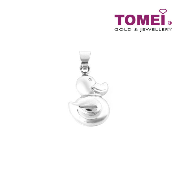 TOMEI Grinning Duck Pendant, White Gold 750