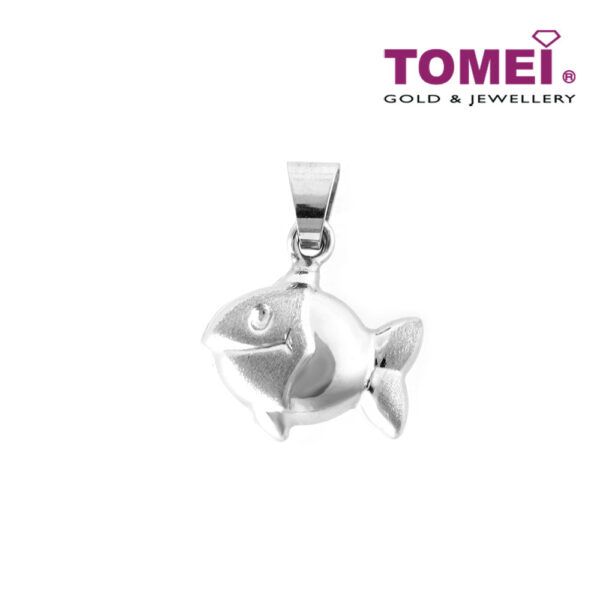 TOMEI Jolly and Zippy Fish Pendant, White Gold 750