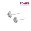 TOMEI Pinwheel of Swirling Sparks Earrings, Diamond White Gold 375 (E1374)