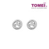 TOMEI Pinwheel of Swirling Sparks Earrings, Diamond White Gold 375 (E1374)