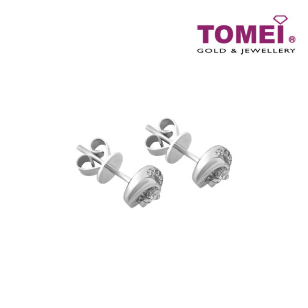 TOMEI Pinwheel of Swirling Sparks Earrings, Diamond White Gold 375 (E1374)