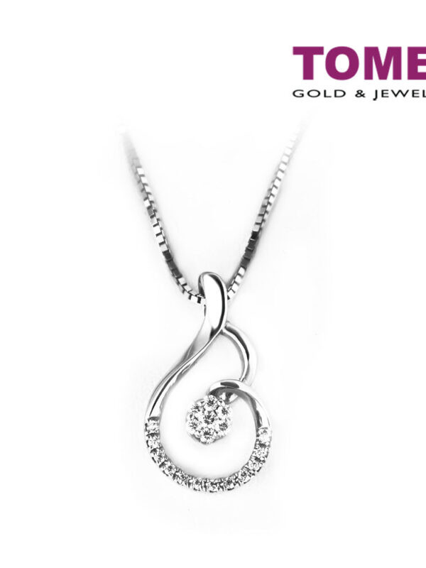 TOMEI Droplets of Sparks with Sublimity Pendant Set, Diamond White Gold 375 (P1307V)