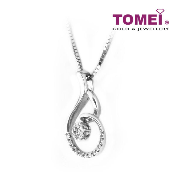 TOMEI Droplets of Sparks with Sublimity Pendant Set, Diamond White Gold 375 (P1307V)