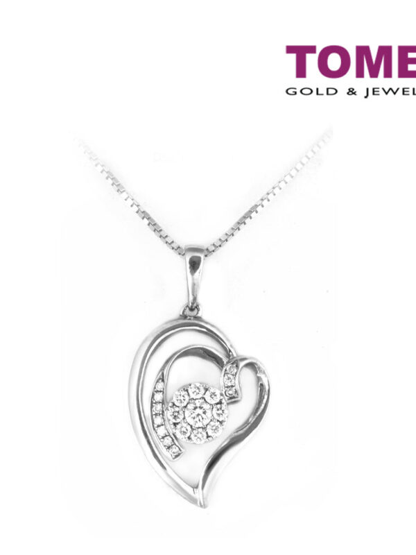TOMEI Lustrous Rays of Love Pendant Set, Diamond White Gold 375 (P4349)