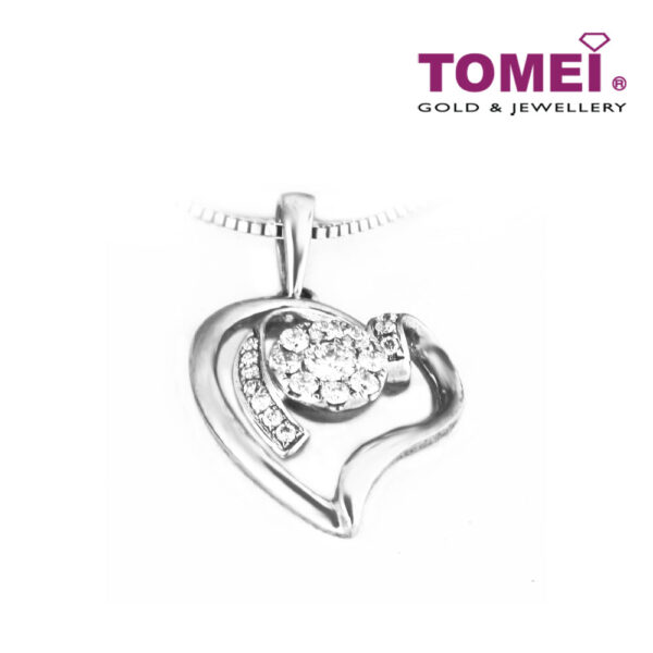TOMEI Lustrous Rays of Love Pendant Set, Diamond White Gold 375 (P4349)