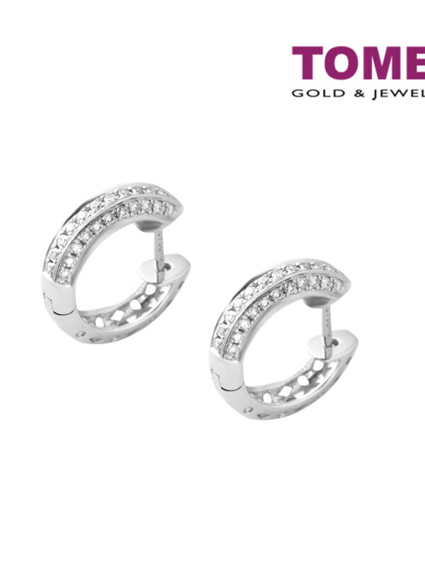TOMEI Loop Earrings, Diamond White Gold 750 (E1174)