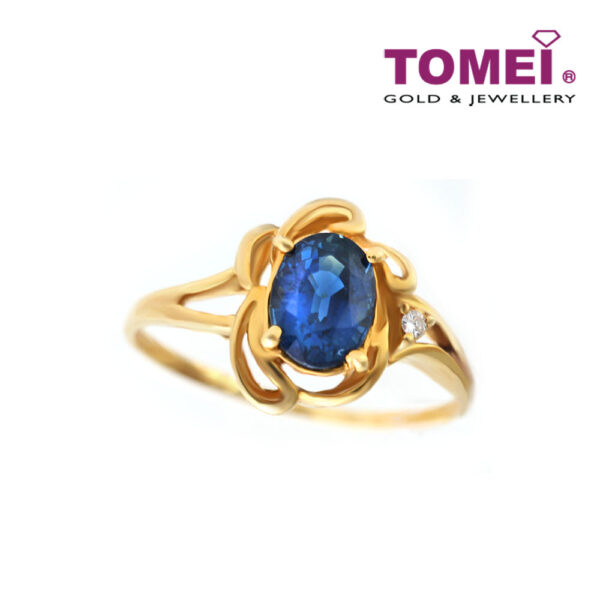 TOMEI Blue Daisy Ring, Sapphire Diamond Yellow Gold 750 (SW-SO00820)