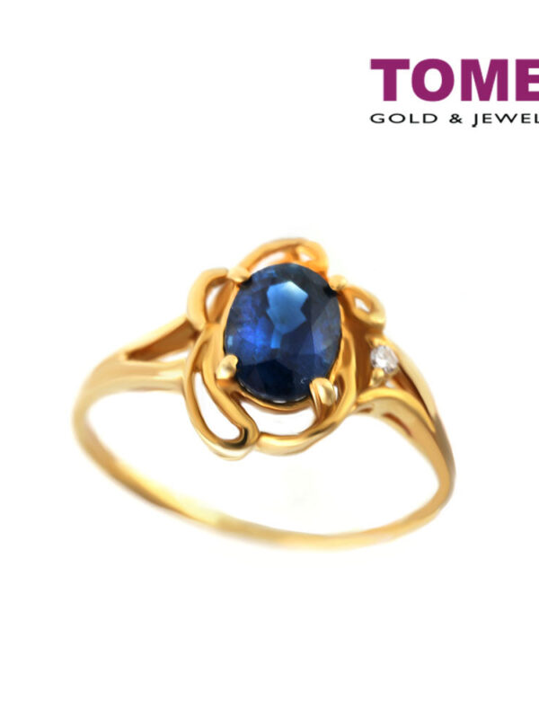 TOMEI Blue Daisy Ring, Sapphire Diamond Yellow Gold 750 (SW-SO00820)