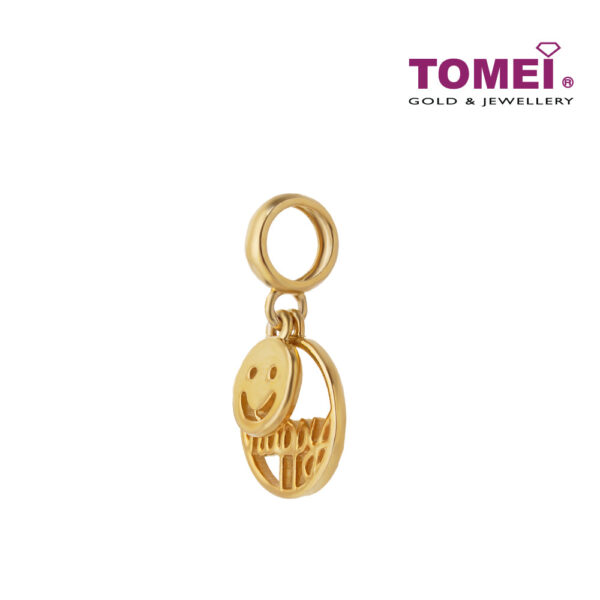TOMEI Happy Smiley Face Charm, Yellow Gold 916