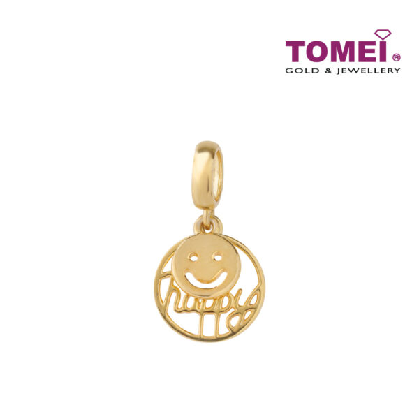 TOMEI Happy Smiley Face Charm, Yellow Gold 916