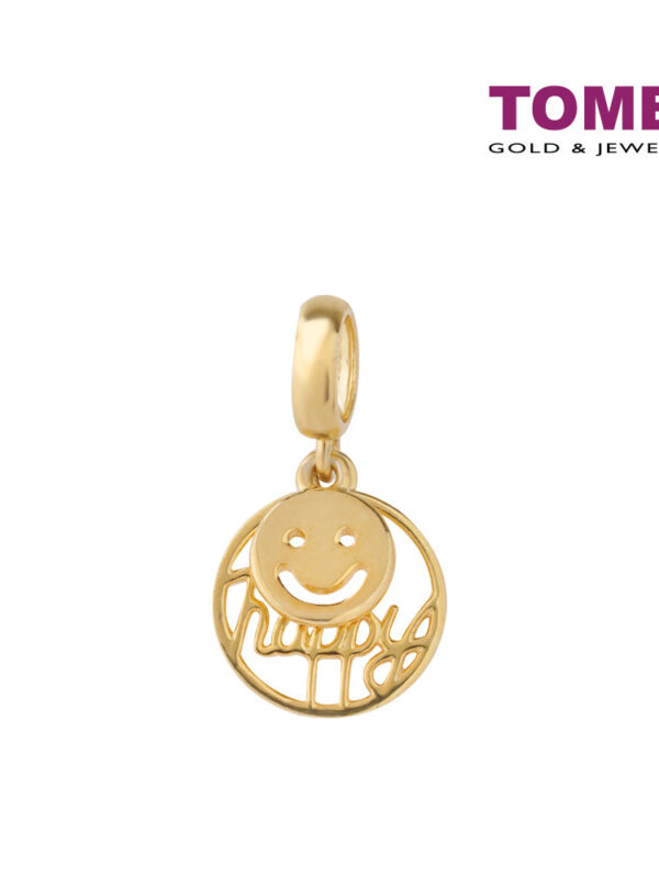 TOMEI Happy Smiley Face Charm, Yellow Gold 916