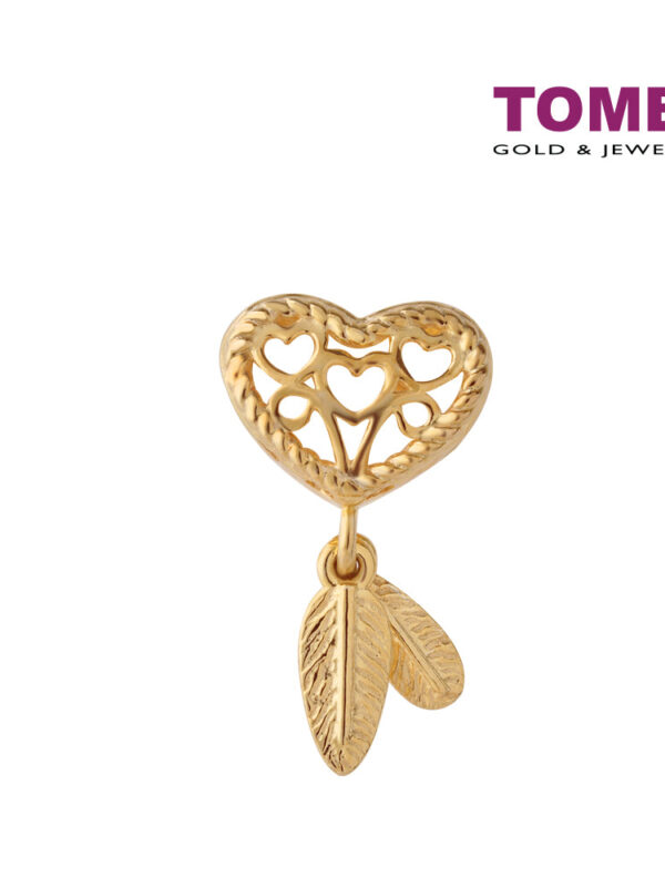 TOMEI Heart And Wing Charm, Yellow Gold 916