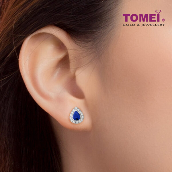 TOMEI Blessed Blue Collection Earrings, Sapphire White Gold 750