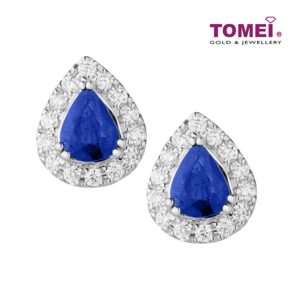 TOMEI Blessed Blue Collection Earrings, Sapphire White Gold 750