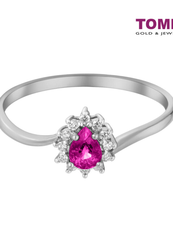TOMEI Gemstone with Diamond Ring, White Gold 375