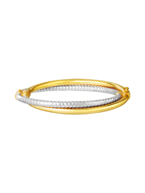 TOMEI Lusso Italia Dual-Tone Criss Cross Bangle, Yellow Gold 916