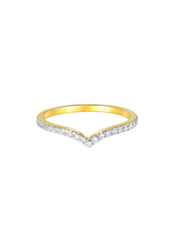 TOMEI Diamond Cut Collection Princess Crown Stackable Ring (2 Pcs), Yellow Gold 916