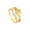 TOMEI Diamond Cut Collection Princess Crown Stackable Ring (2 Pcs), Yellow Gold 916