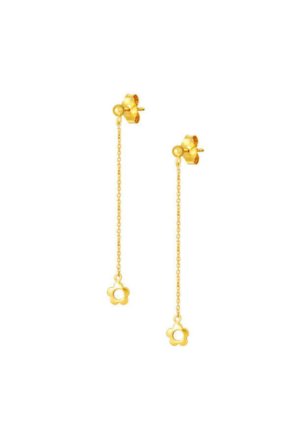 TOMEI Dropping Flower Earrings, Yellow Gold 916