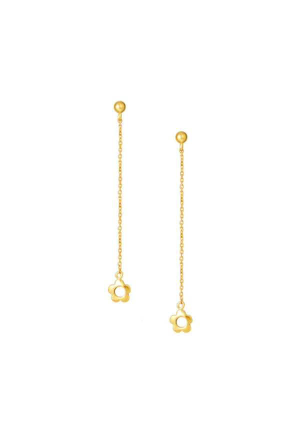 TOMEI Dropping Flower Earrings, Yellow Gold 916