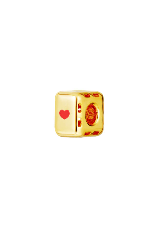 TOMEI Lusso Italia Red Heart In Cube Pendant, Yellow Gold 916