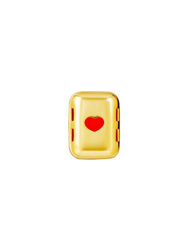 TOMEI Lusso Italia Red Heart In Cube Pendant, Yellow Gold 916